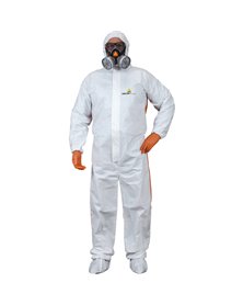 TUTA PROTEZ.DA RISCHIO CHIMICO DT125 Tg. L bianco-arancio MONOUSO