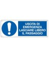 CARTELLO ALLUMINIO 35x12,5cm 'Uscita di emergenza lasciare libero il passaggio" CARTELLO ALLUMINIO 35x12,5cm 'Uscita di emergenza lasciare libero il passaggio"