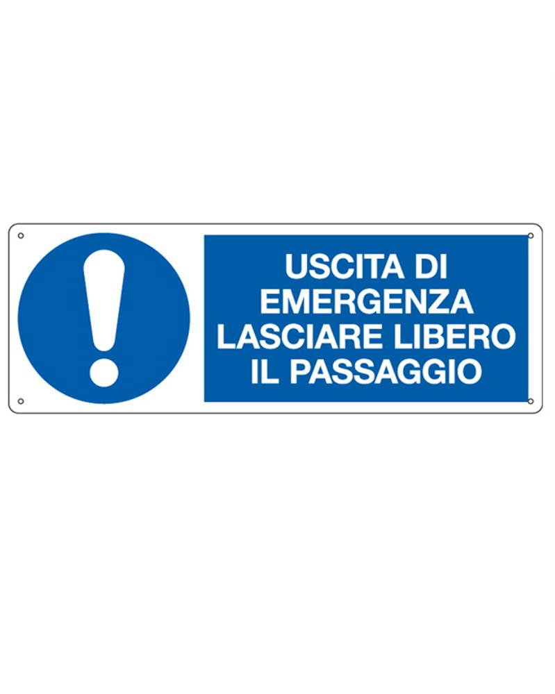 CARTELLO ALLUMINIO 35x12,5cm 'Uscita di emergenza lasciare libero il passaggio" CARTELLO ALLUMINIO 35x12,5cm 'Uscita di emergenza lasciare libero il passaggio"