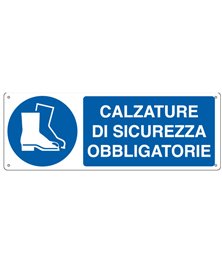CARTELLO ALLUMINIO 35x12,5cm 'Calzatura di sicurezza obbligatoria"