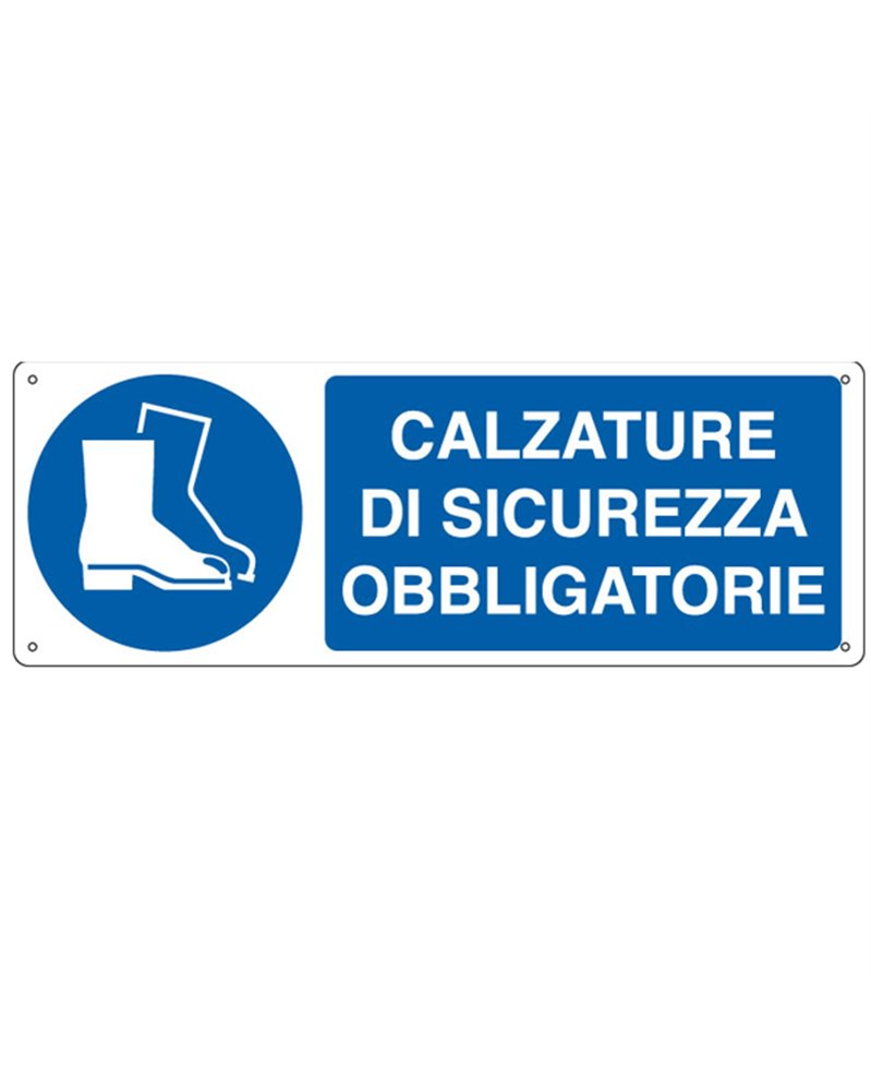 CARTELLO ALLUMINIO 35x12,5cm 'Calzatura di sicurezza obbligatoria"