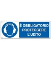 CARTELLO ALLUMINIO 35x12,5cm 'E' obligatorio proteggere l'udito"