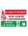 CARTELLO ALLUMINIO 30x20cm 'In caso di incendio non usare l'ascensore...'