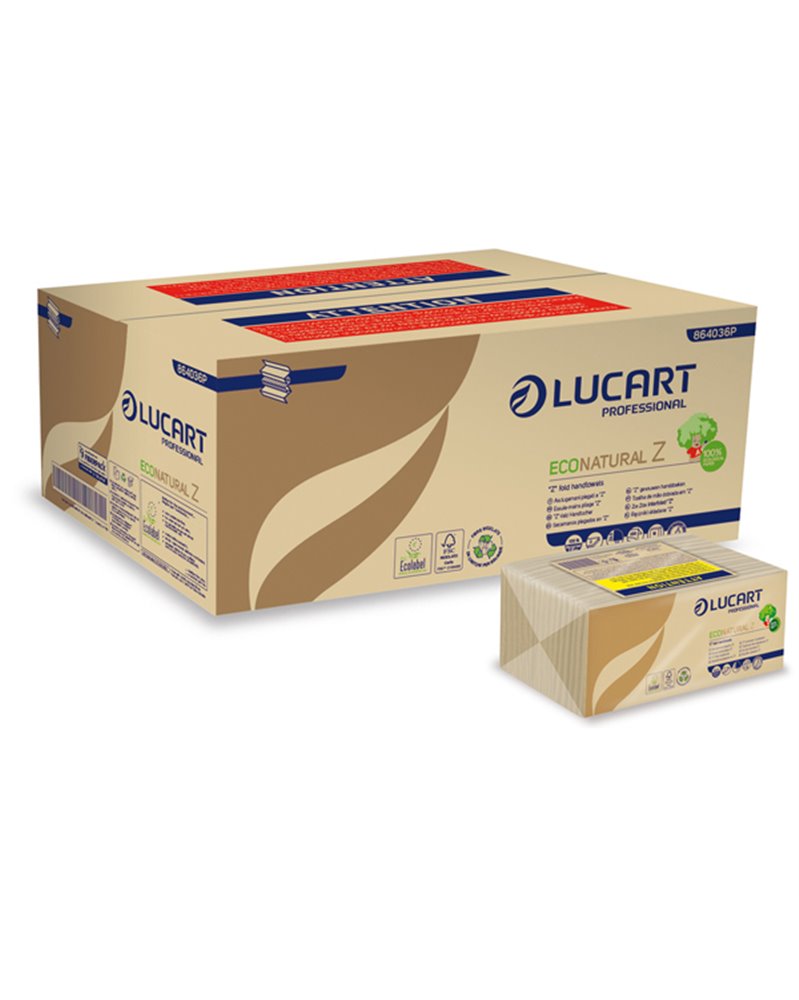 Pacco da 220 asciugamani piegati a Z EcoNatural Lucart Pacco da 220 asciugamani piegati a Z EcoNatural Lucart