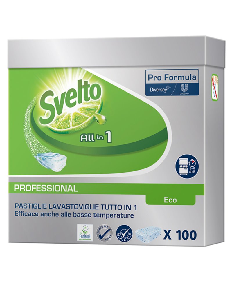 Fustino 100 Tabs 20g 3in1 Eco per lavastoviglie Svelto Fustino 100 Tabs 20g 3in1 Eco per lavastoviglie Svelto