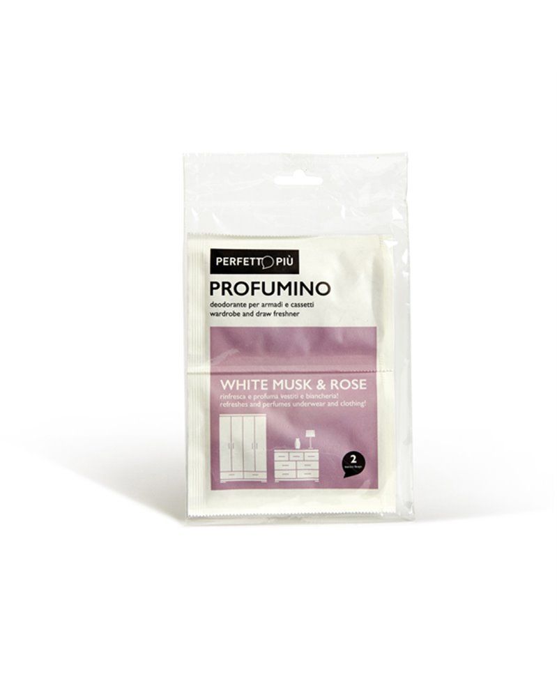 Conf. 2 buste Profumino Muschio Bianco e Rosa Perfetto Conf. 2 buste Profumino Muschio Bianco e Rosa Perfetto