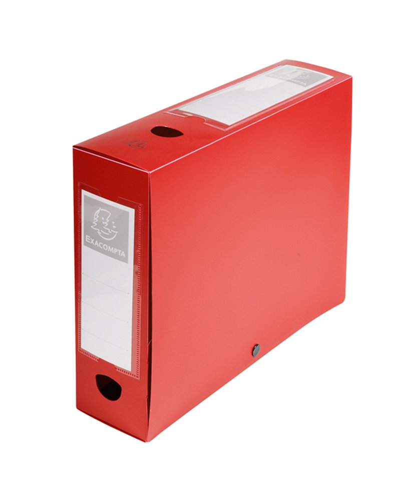 Scatola archivio box con bottone rosso f.to 25x33cm D 80mm Exacompta