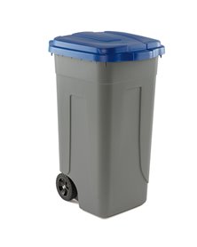 Bidone mobile Cento 100Lt grigio c/coperchio blu per raccolta differenziata