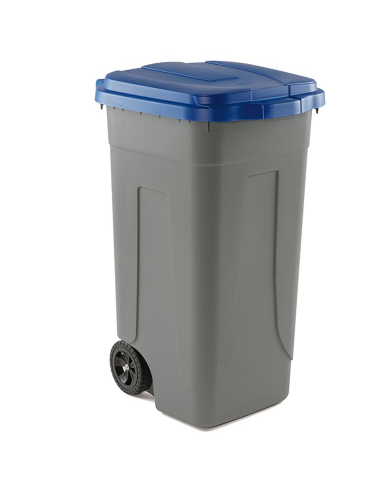 Bidone mobile Cento 100Lt grigio c/coperchio blu per raccolta differenziata