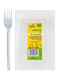 50 Forchette Compact in PLA bianco DoplaGreen