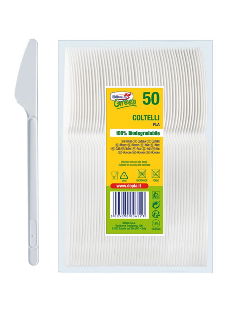 50 Coltelli Compact in PLA bianco DoplaGreen