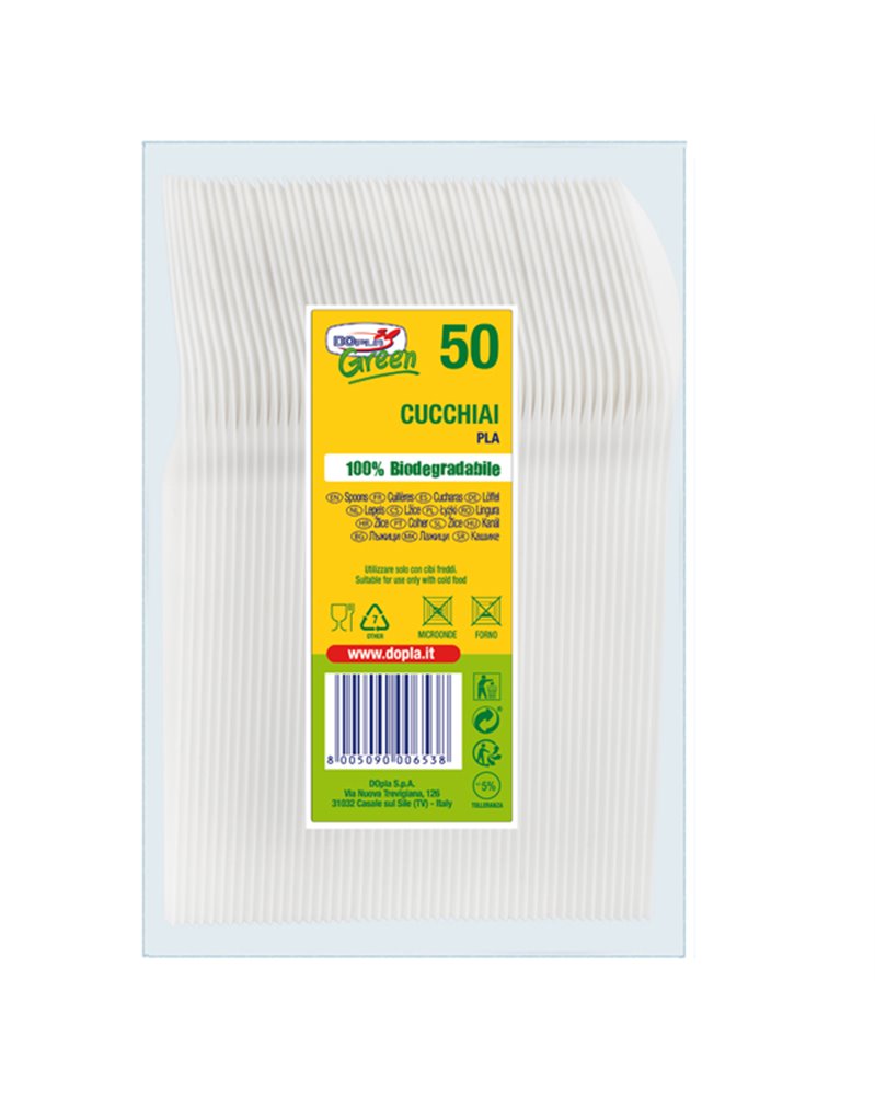 50 Cucchiai Compact in PLA bianco DoplaGreen 50 Cucchiai Compact in PLA bianco DoplaGreen