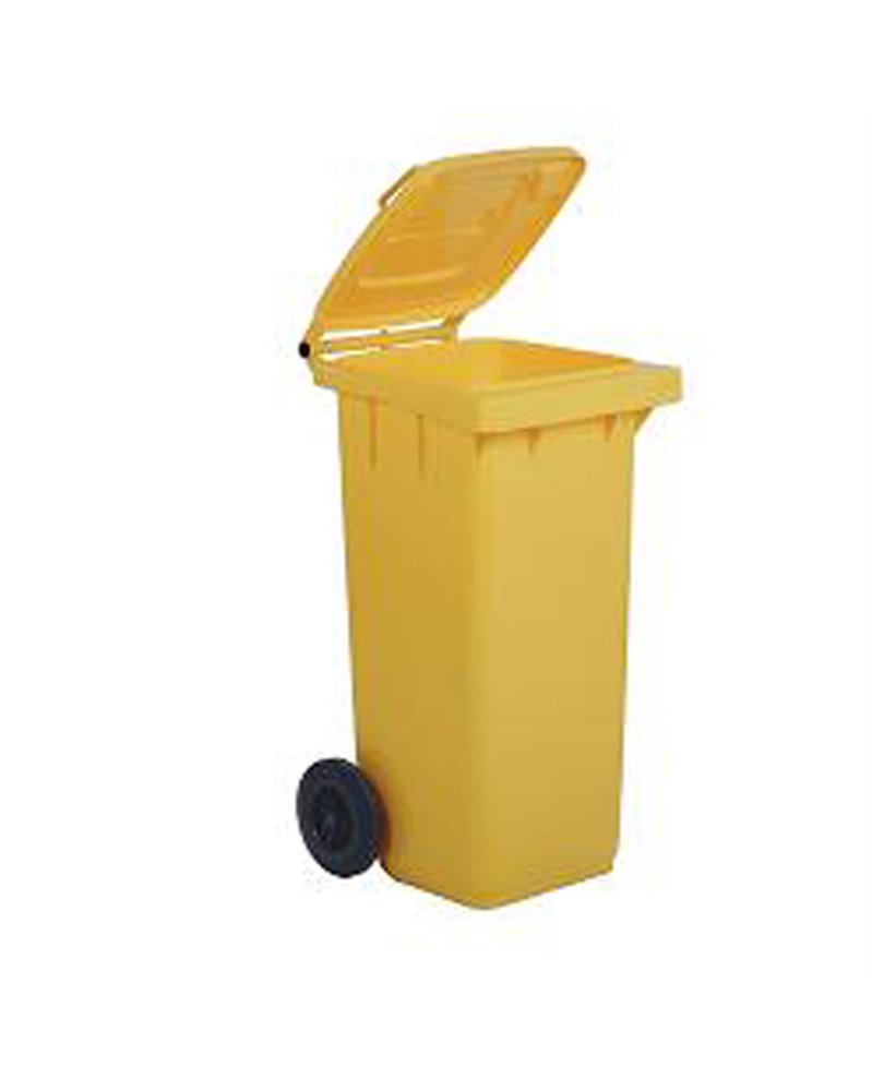 Bidone carrellato 120Lt giallo per raccolta differenziata Bidone carrellato 120Lt giallo per raccolta differenziata