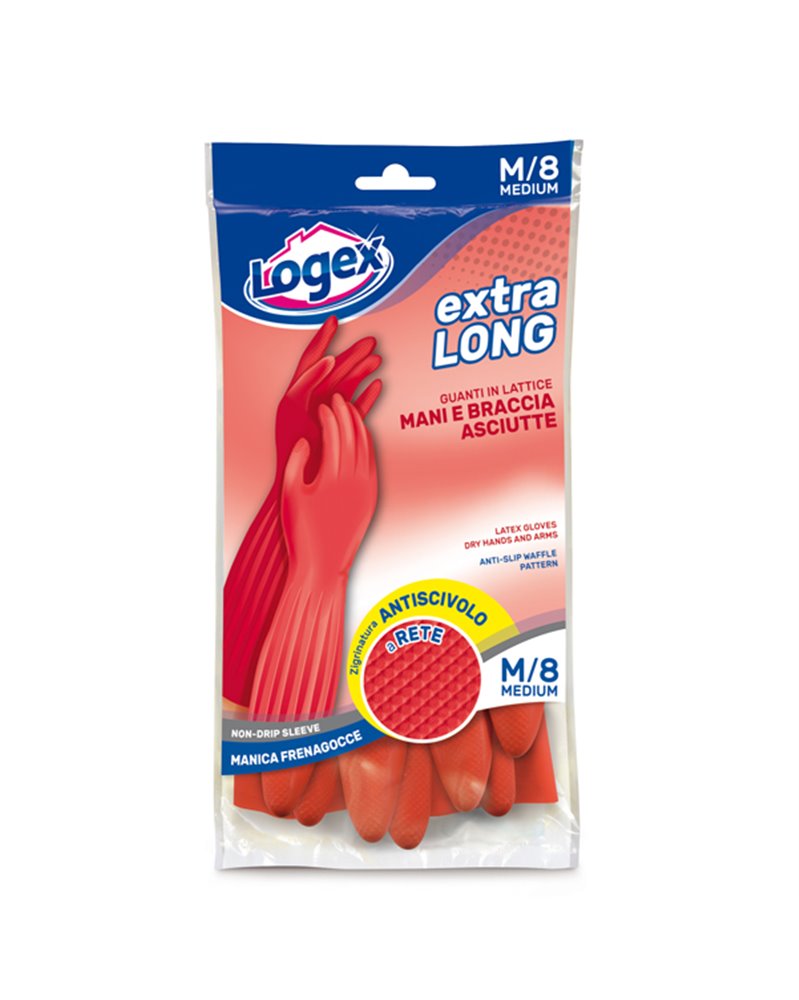Guanti in lattice Extralong tg. M Rosso