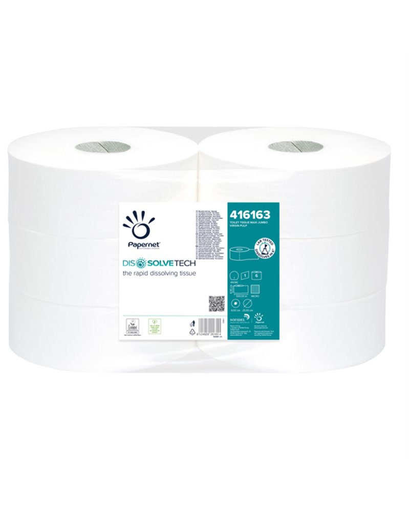 Carta igienica MAXI Jumbo Ã˜25cm - 500mt Dissolvetech Papernet