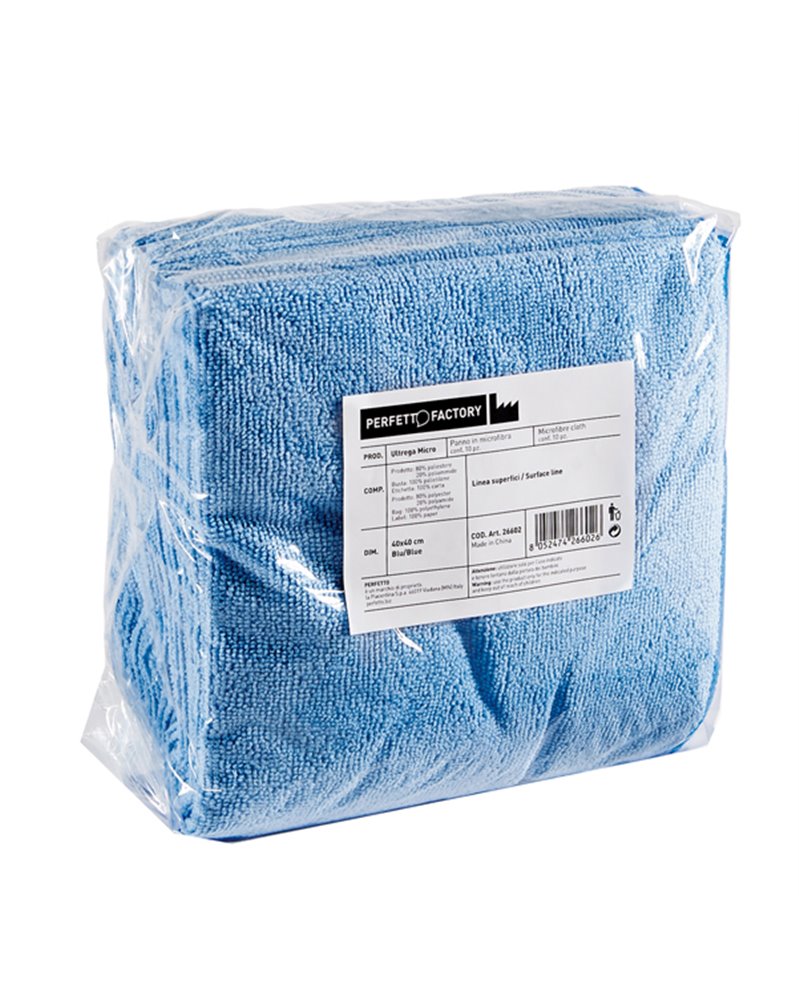 Pack 10 Panni microfibra 40x40cm azzurro Ultrega PERFETTO