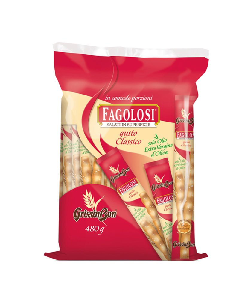 Grissini Fagolosi gusto classico multipack 480gr (40 monoporzioni) Grissini Fagolosi gusto classico multipack 480gr (40 monoporzioni)