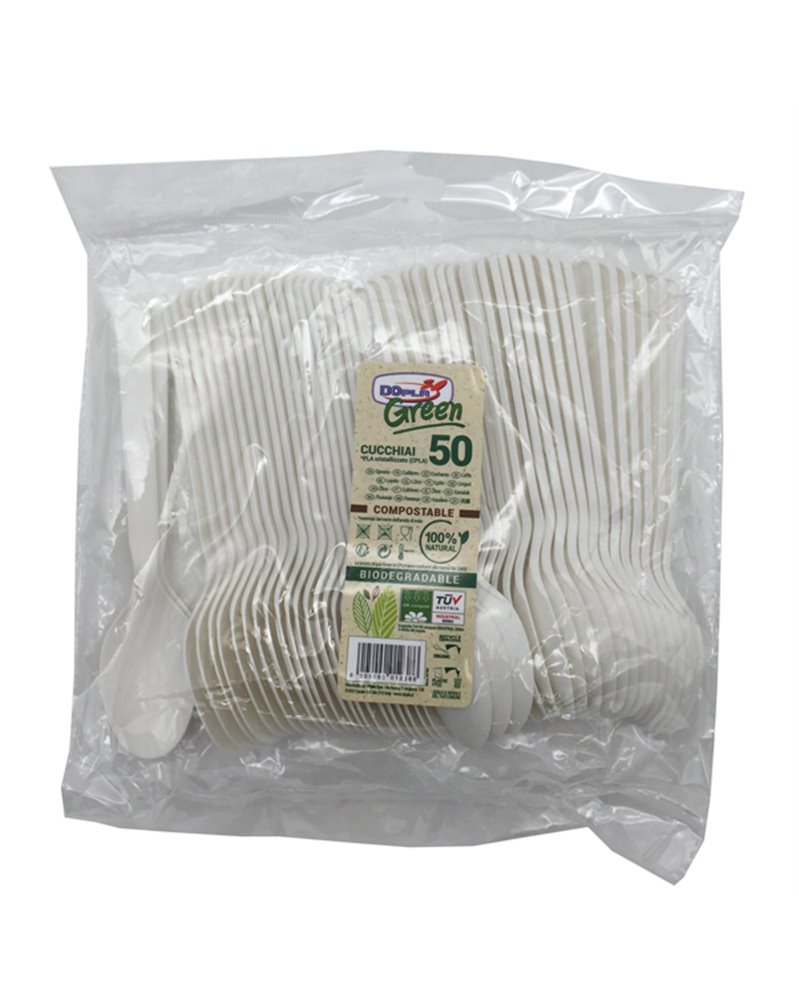 50 Cucchiai bianchi in CPLA Dopla Green art. 03886