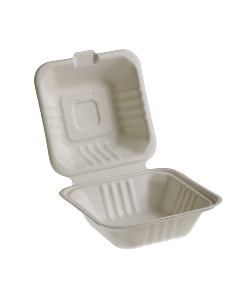 50 Vaschette Hamburger box 15x15cm Take away BIO Leone