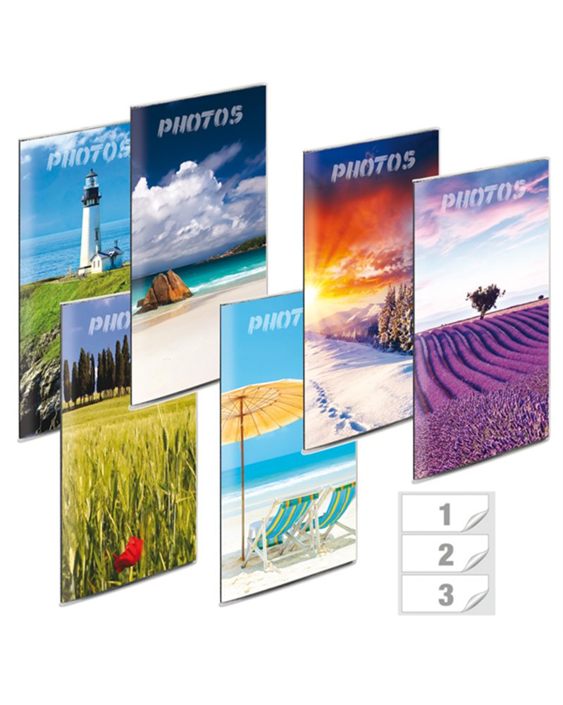 ALBUM FOTO SALDATO 175x325mm fino a 96 FOTO 10x15cm assortiti LEBEZ