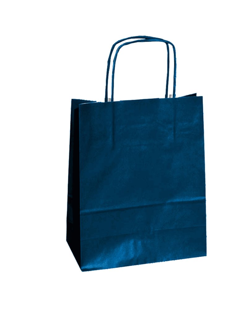 25 SHOPPERS CARTA KRAFT 22X10X29CM TWISTED BLU