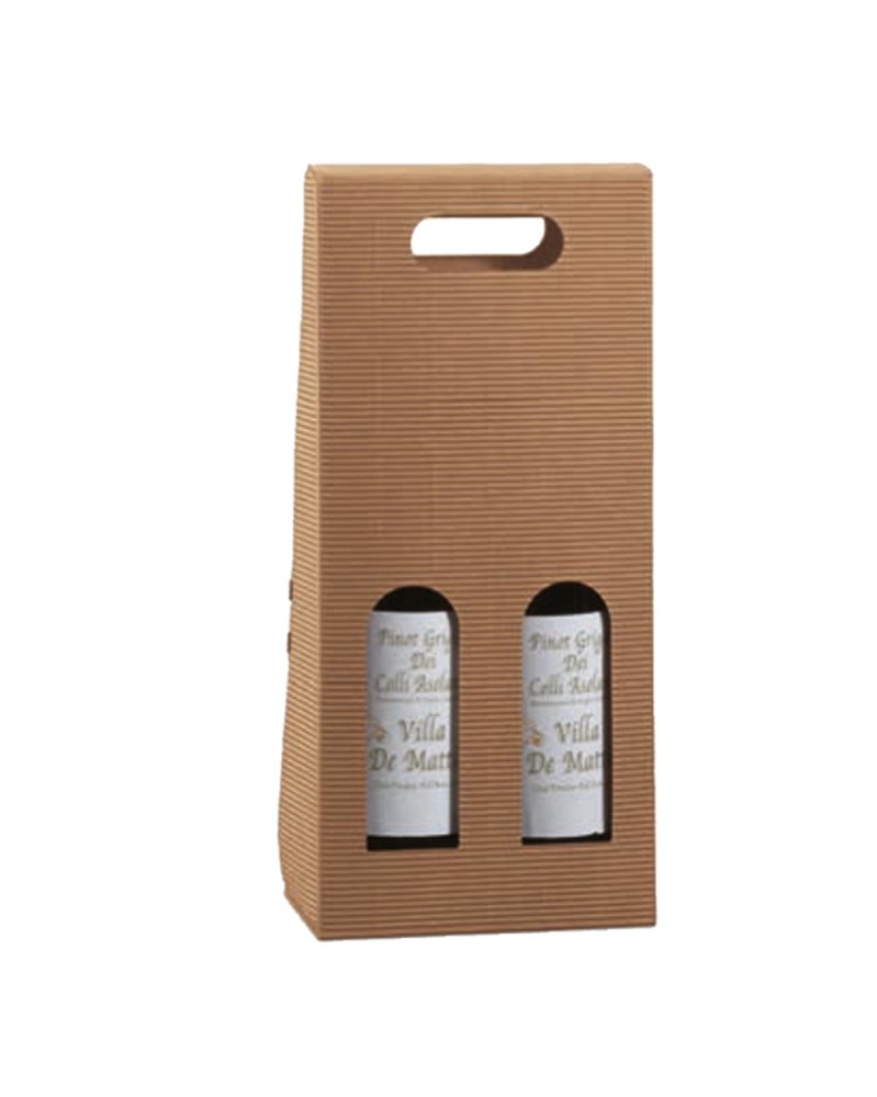 SCATOLA 2 BOTTIGLIE 180x90mm H385mm ONDA AVANA