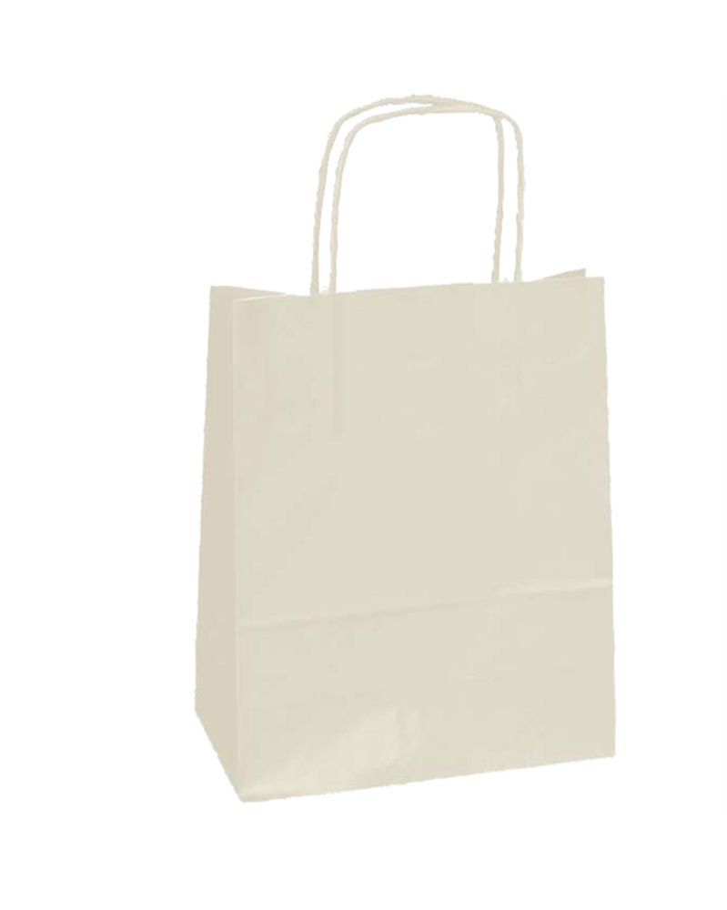 25 SHOPPERS CARTA KRAFT 26x11x34,5cm TWISTED avorio