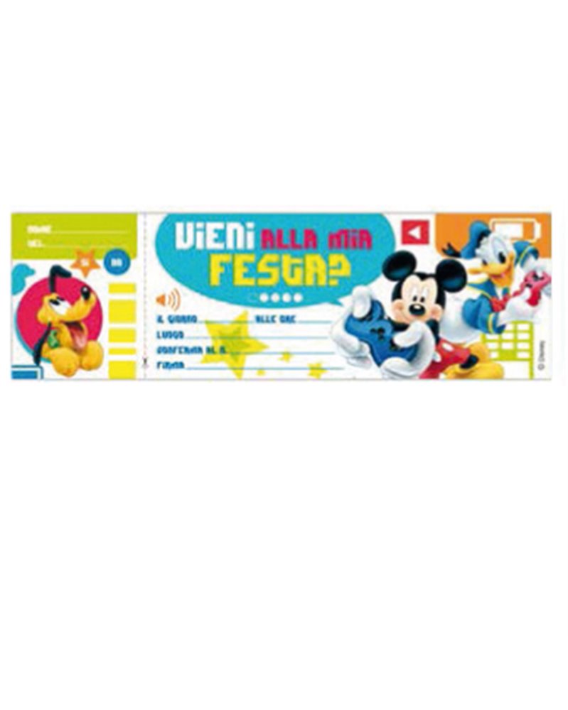 BLOCCHETTO 10 INVITI ALLA FESTA MICKEY DISNEY SADOCH