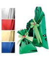 50 BUSTE REGALO IN PPL METAL LUCIDO 35x50cm ROSSO senza patella adesiva