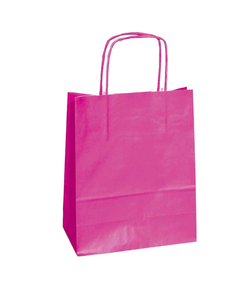 25 SHOPPERS CARTA KRAFT 18x8x24CM TWISTED MAGENTA