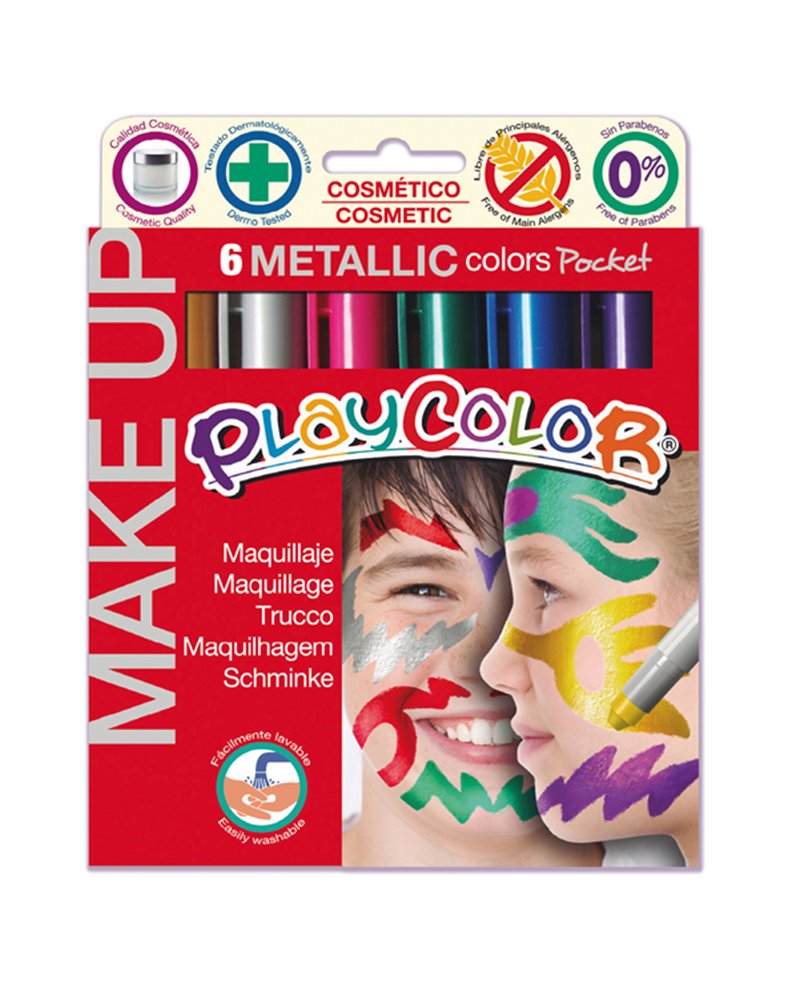 MAKE UP TEMPERA SOLIDA PLAYCOLOR ASTUCCIO CON 6 COLORI METALLIC