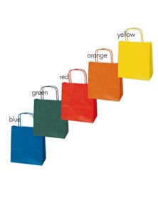 Blister 25 shoppers carta kraft 22X10X29cm twisted assortiti colori natalizi