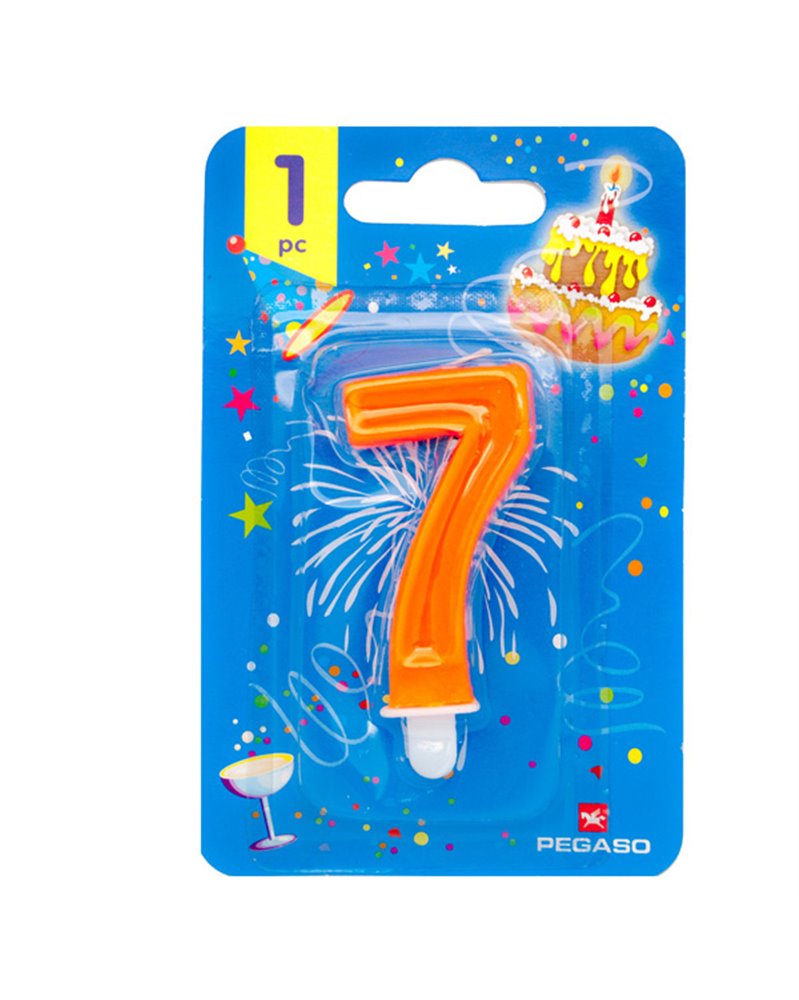 Blister candelina nÂ°7 arancio fluo 7cm Pegaso