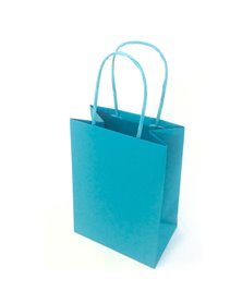 25 shoppers carta kraft 14x9x20cm twisted turchese