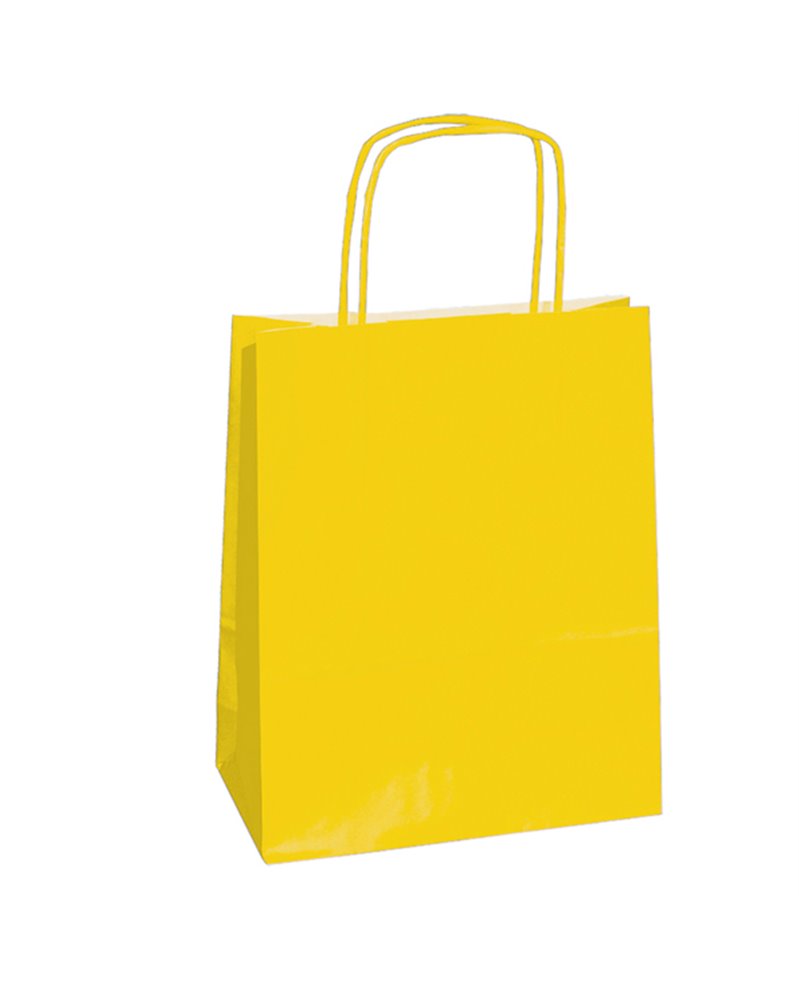 25 shoppers carta kraft 14x9x20cm twisted giallo