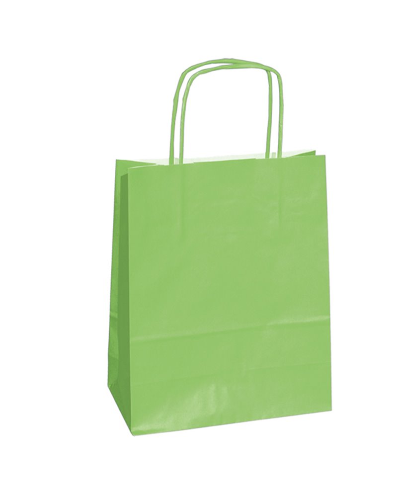 25 shoppers carta kraft 14x9x20cm twisted verde mela