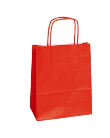 25 shoppers carta kraft 14x9x20cm twisted rosso