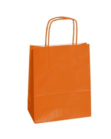 25 shoppers carta kraft 14x9x20cm twisted arancio