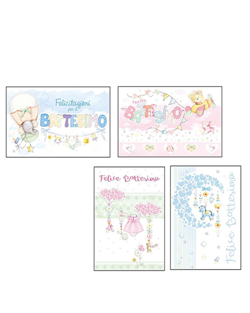 Biglietto auguri Battesimo 4 soggetti ass. Kartos
