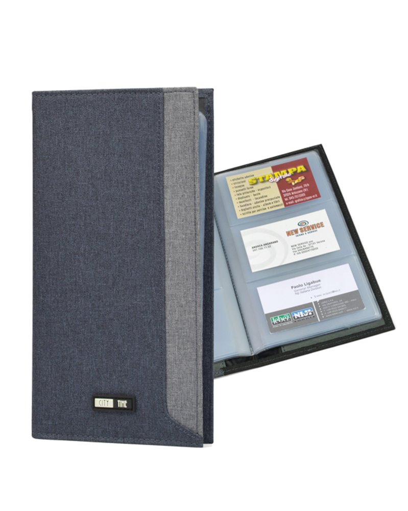 Portabiglietti City Time in tessuto blu NIJI