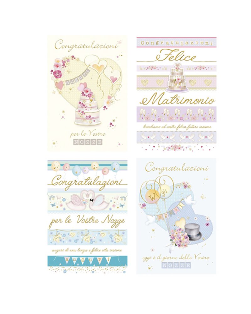 Biglietto Matrimonio c/rifiniture oro Kartos