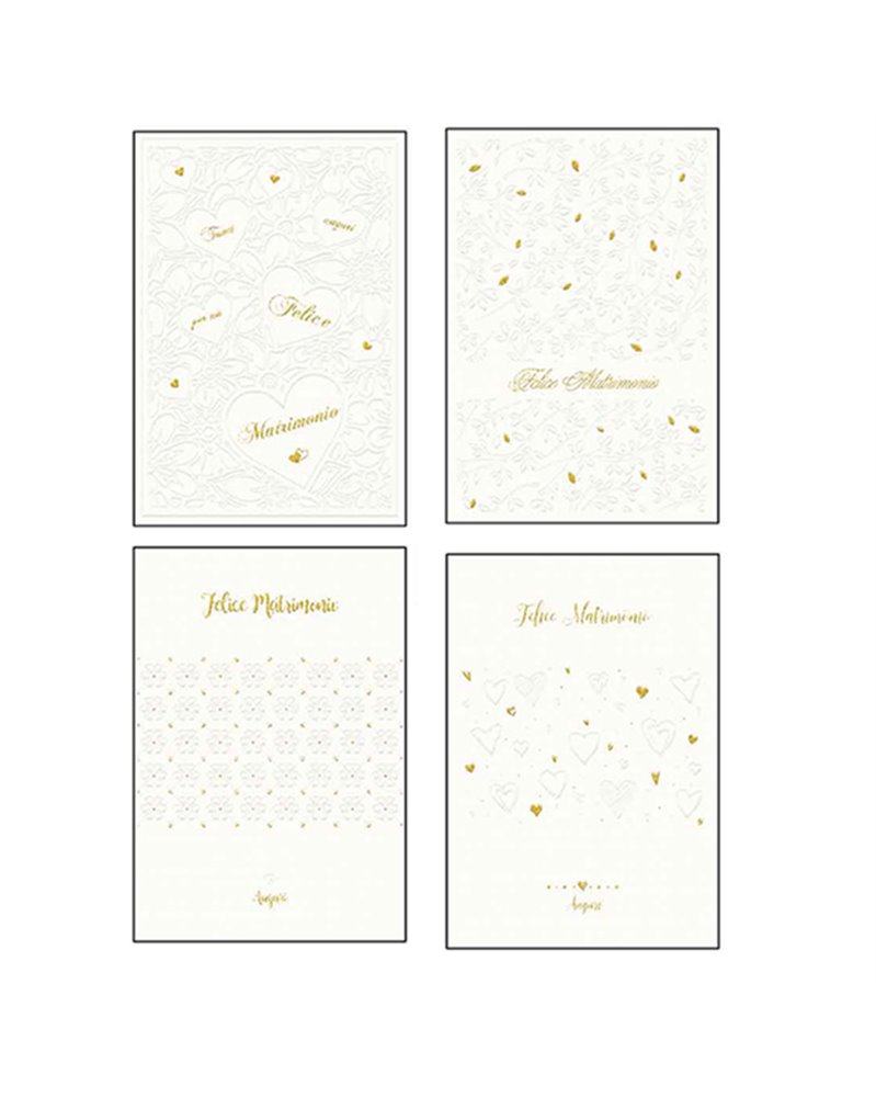 Biglietto Matrimonio c/rifiniture oro e rilievo Kartos