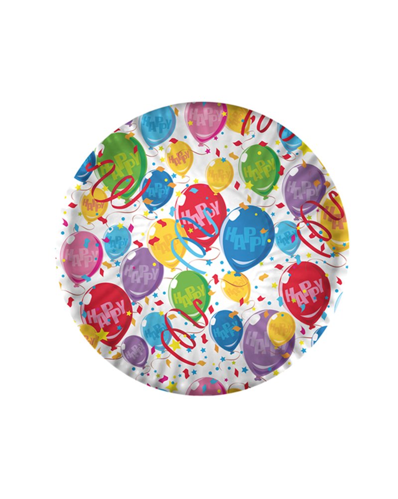 10 piatti carta plastificata Happy Balloons Ã˜18cm Big Party