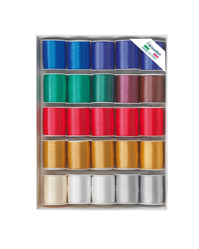 25 rocche nastro liscio 6800 10mmx10mt colori assortiti natale Brizzolari