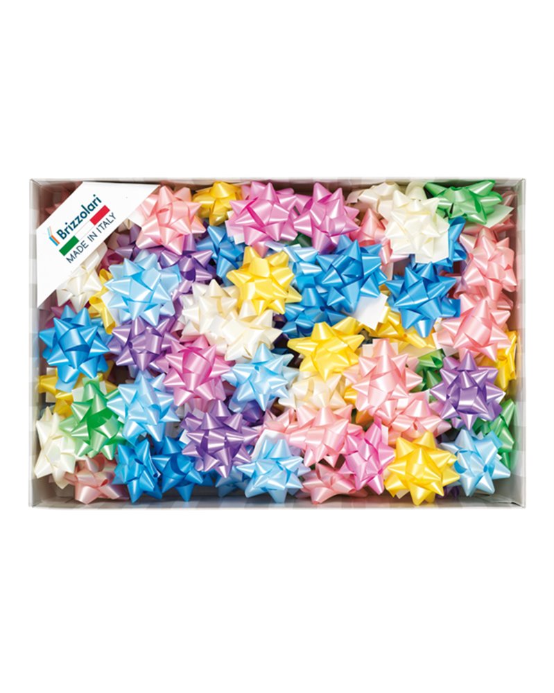 100 stelle nastro liscio 6800 14mmxÃ˜6,5cm colori assortiti primavera Brizzolari