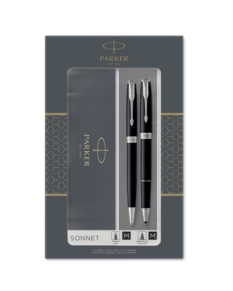 Gift Set sfera M + roller F Sonnet Black CT Parker