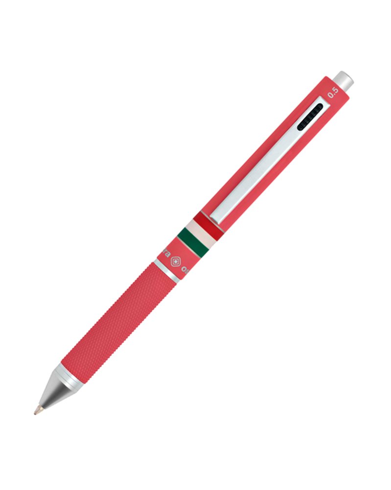 Penna sfera scatto multifunzione QUADRA fusto rosa gommato Italia OSAMA