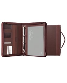 Portablocco Office con manico in ecopelle c/zip dim. 28x36cm marrone INTEMPO