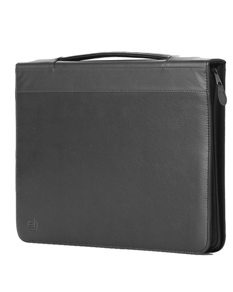 Portablocco Office con manico in ecopelle c/zip dim. 28x36cm nero INTEMPO