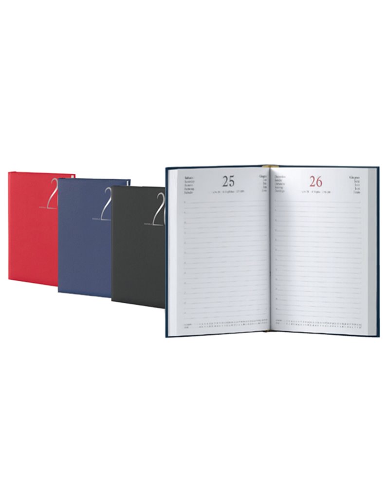 Agenda Text giornaliera 2021 in carta plast. imbott. dim.15x21cm nero INTEMPO